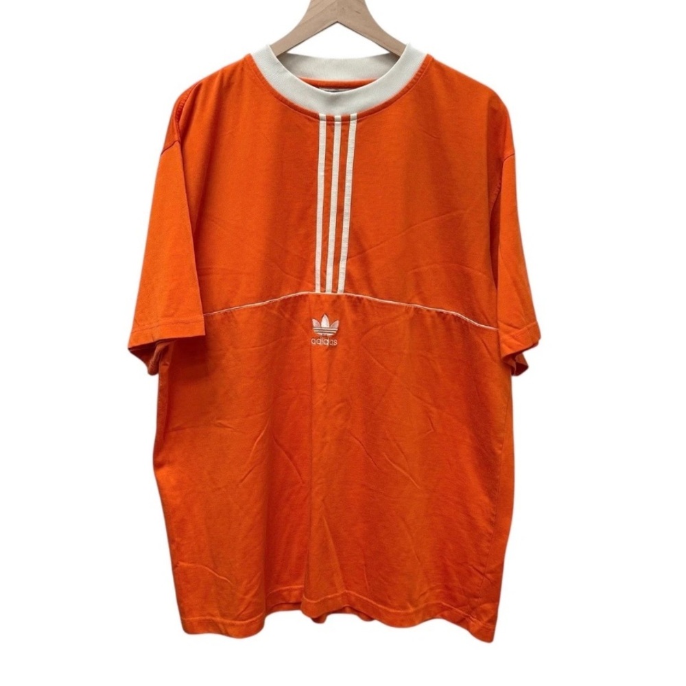 Adidas Men's Orange and White Short Sleeve Tee